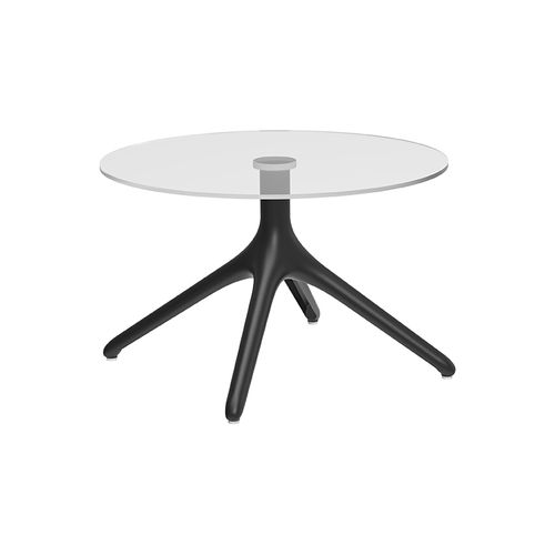 Tavolo d'appoggio contemporaneo - Uni Glass XL 50 - MOWEE - in vetro / con supporto in alluminio laccato / rotondo