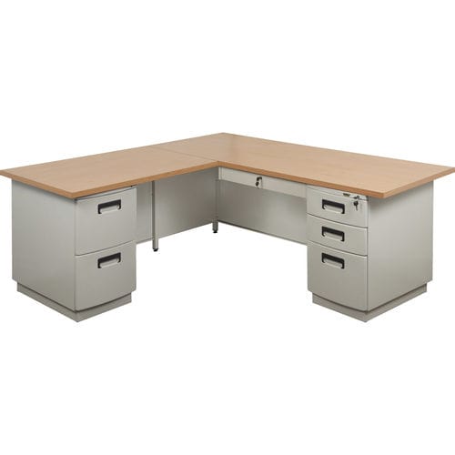 Scrivania contemporanea - L-SHAPE  - Columbia - in acciaio / con contenitore / per scuola