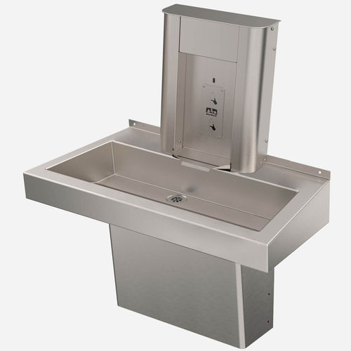 Lavandino a muro - MD-DSW130 - murdock - rettangolare / in acciaio inossidabile