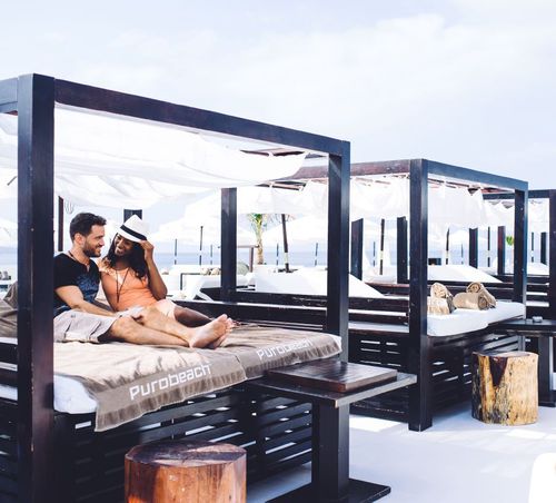 Gazebo in teak - PUROBEACH - Beach Concept - tetto in tela / con struttura in legno / contract