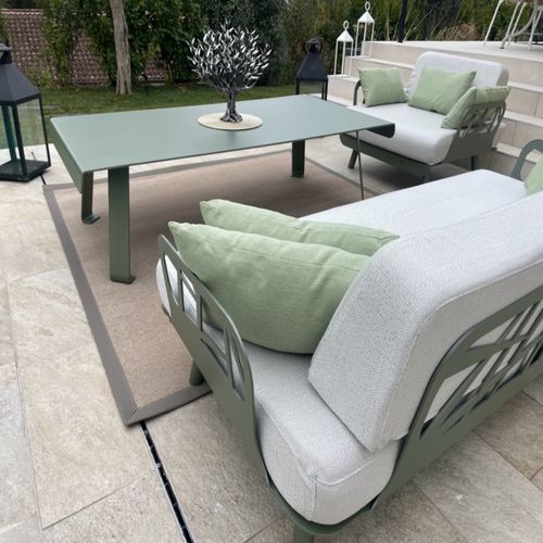 Set lounge da giardino contemporaneo - MOUSSES ETOILES - in alluminio / in legno / in Sunbrella®