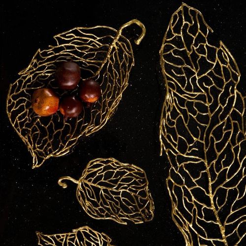 Centrotavola in ottone - AUTUMN LEAF  - Michael Aram - contemporaneo