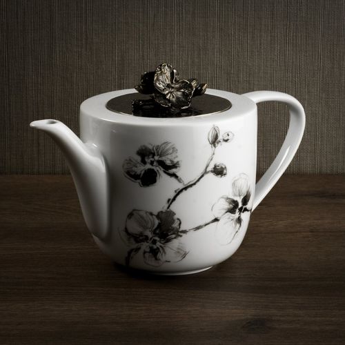 Teiera in porcellana - BLACK ORCHID - Michael Aram - in acciaio inossidabile / per uso domestico