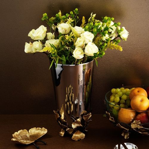 Vaso contemporaneo - GOLDEN GINKGO - Michael Aram - in ottone / in acciaio inossidabile