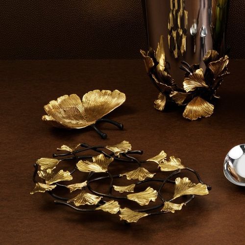 Sottopiatto in ottone - GOLDEN GINKGO  - Michael Aram - rotondo