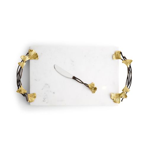 Tagliere in ottone - GOLDEN GINKGO   - Michael Aram - in acciaio inossidabile / in marmo / per uso residenziale