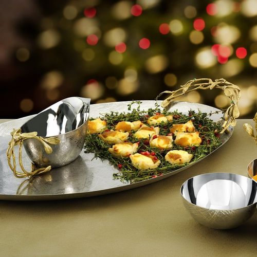 Vassoio di servizio in ottone - MISTLETOE  - Michael Aram - in acciaio inossidabile / per uso domestico