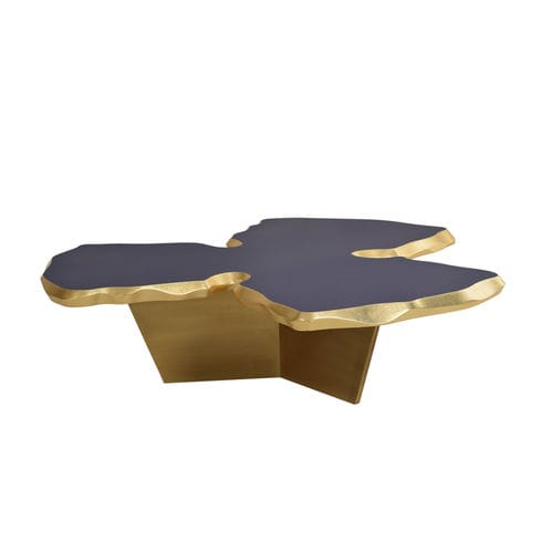Tavolino basso contemporaneo - PUZZLE - Pierre COUNOT BLANDIN - in MDF laccato / in legno dorato a foglia oro / con supporto in ottone