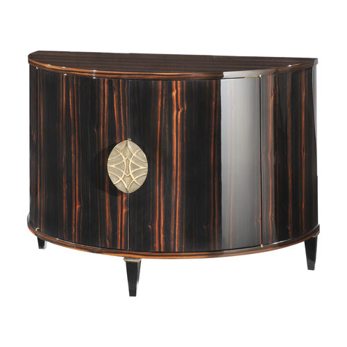 Consolle Art Deco - DEMI-LUNE - Pierre COUNOT BLANDIN - in ebano di macassar / con supporto in faggio / a mezzaluna