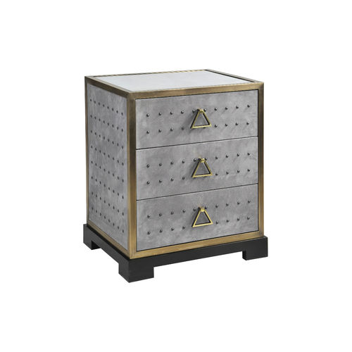Comodino contemporaneo - ALLURE - Pierre COUNOT BLANDIN - in legno compensato / in pelle / in ottone