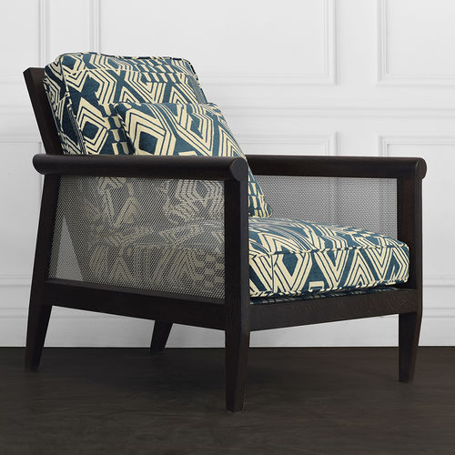 Poltrona contemporanea - MONTAUK - Pierre COUNOT BLANDIN - in tessuto / in legno / in maglia metallica