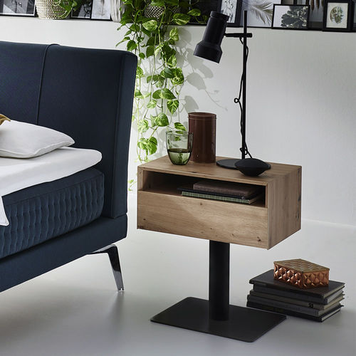 Comodino contemporaneo - NIGHTLIGHT - Kamjo Bedding OÜ - in rovere / con supporto in metallo / rettangolare
