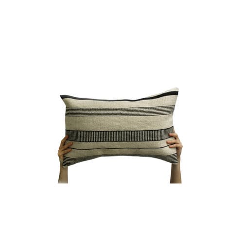 Cuscino rettangolare - BASICO NERO II  - ARTYCRAFT - a righe / in lana / nero