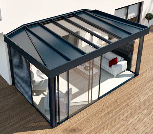 Copertura per pergola scorrevole - CORTIZO - Termo Express - con protezione solare / in alluminio / in policarbonato