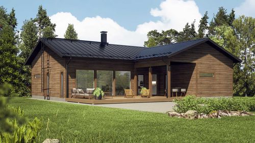 Casa in legno massiccio assemblato - RUSKO 166 - Kuusamo Hirsitalot Oy - modulare / contemporanea / a un piano