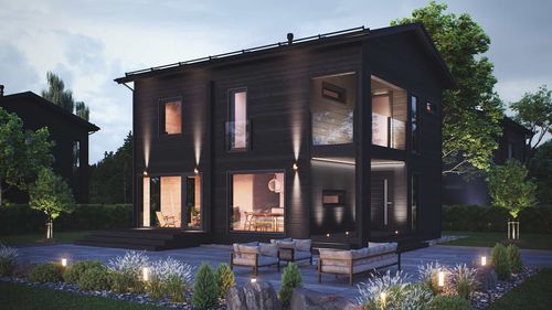Casa in legno massiccio assemblato - SYSI 132 - Kuusamo Hirsitalot Oy - modulare / contemporanea / a due piani