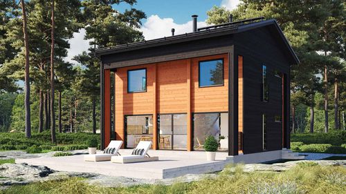 Casa in legno massiccio assemblato - PIHKA 124 - Kuusamo Hirsitalot Oy - modulare / contemporanea / a due piani