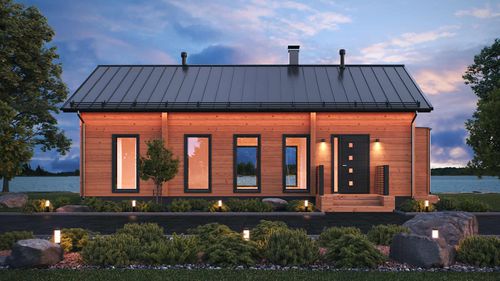Casa in legno massiccio assemblato - TYYNI 82  - Kuusamo Hirsitalot Oy - modulare / contemporanea / a un piano