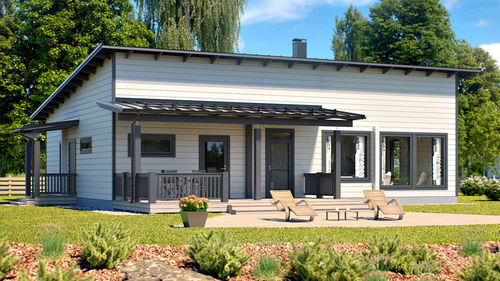 Casa in legno massiccio assemblato - LEHTO 138 - Kuusamo Hirsitalot Oy - modulare / contemporanea / a un piano
