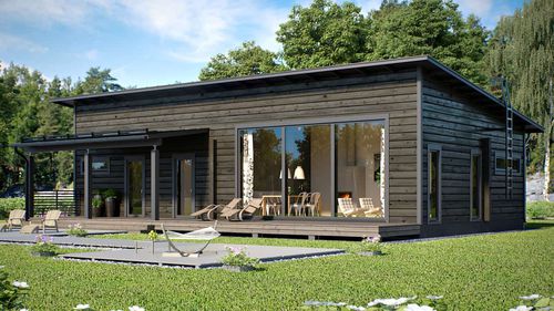 Casa in legno massiccio assemblato - HARJU 128 - Kuusamo Hirsitalot Oy - modulare / contemporanea / a un piano