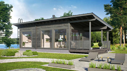 Casa in legno massiccio assemblato - PIILO 50 - Kuusamo Hirsitalot Oy - modulare / contemporanea / a un piano