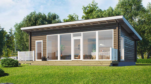 Casa in legno massiccio assemblato - PESÄ 67 - Kuusamo Hirsitalot Oy - modulare / contemporanea / a un piano