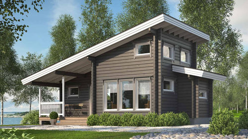 Casa in legno massiccio assemblato - SAAPUNKI 30 - Kuusamo Hirsitalot Oy - modulare / contemporanea / monolocale