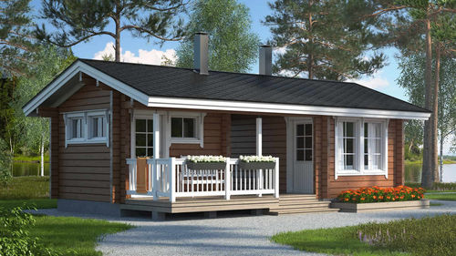 Casa in legno massiccio assemblato - SUOMELA 22 - Kuusamo Hirsitalot Oy - modulare / contemporanea / a un piano