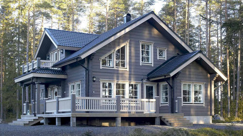Casa in legno massiccio assemblato - RIEKAMO 176 - Kuusamo Hirsitalot Oy - modulare / contemporanea / a due piani