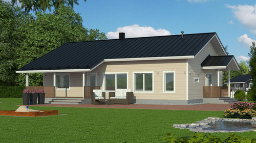 Casa in legno massiccio assemblato - MYLLYLÄ 135 - Kuusamo Hirsitalot Oy - modulare / contemporanea / a un piano