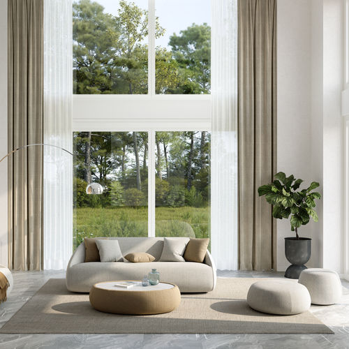 Pouf contemporaneo - VIGO - IVINI - in tessuto acrilico / in alluminio / tondo