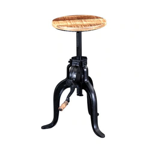 Sgabello da bar classico - INDUSTRIAL - Furniture BoutiQ - in legno massiccio / con supporto in ferro / con 3 piedi