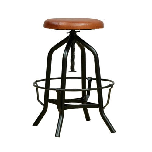 Sgabello da bar design industriale - MIRAY - Furniture BoutiQ - in pelle / con supporto in ferro / con 4 gambe