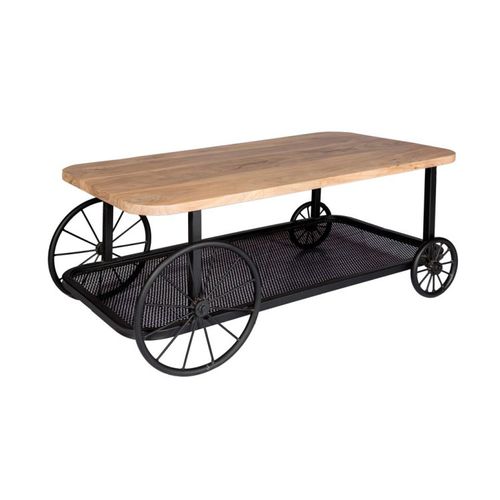 Tavolino basso design industriale - AREEY - Furniture BoutiQ - in legno / con supporto in ferro / rettangolare