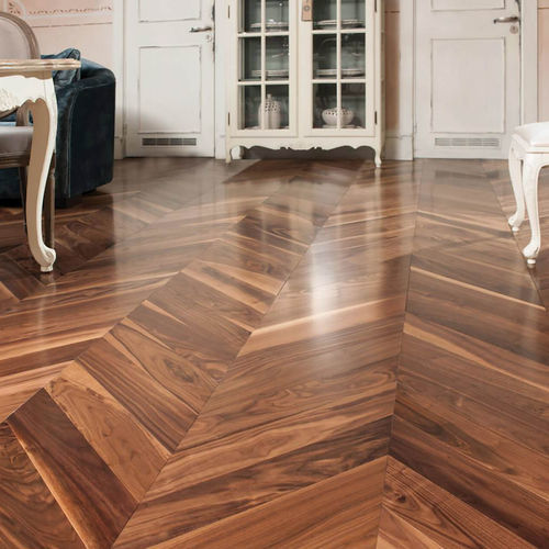Parquet multistrato - RUSTIQUE - Décoplus Parquets - in noce americano / a spina di pesce / con intarsio in legno