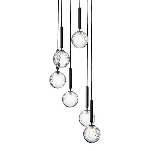Lampadario contemporaneo - MIIRA 6 OPTIC  - Nuura - in vetro soffiato / in metallo / LED
