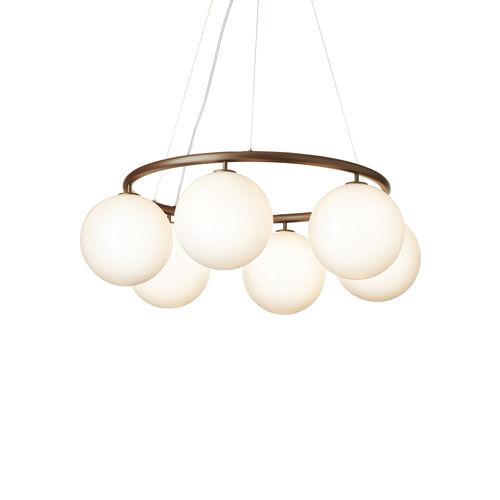 Lampadario contemporaneo - MIIRA 6 CIRCULAR - Nuura - in vetro soffiato / in bronzo / LED
