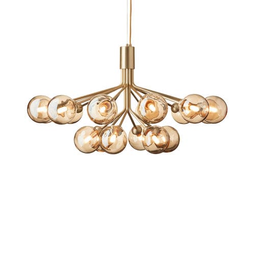 Lampadario contemporaneo - APIALES 18 - GOLD - Nuura - in vetro soffiato / in ottone spazzolato / LED