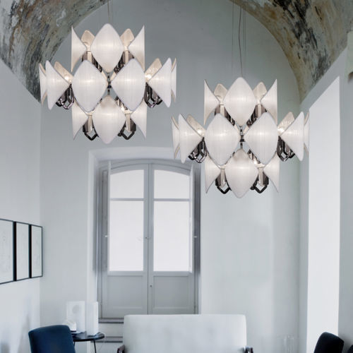 Lampadario contemporaneo - H04M4 - Patrizia Garganti - in cristallo / in metallo / contract