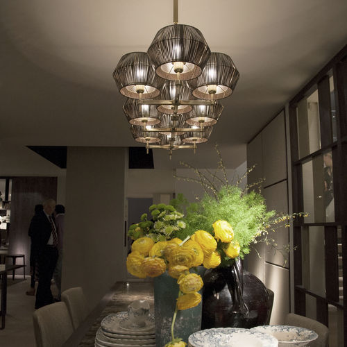 Lampadario contemporaneo - N01A1 - Patrizia Garganti - in pelle / da 10 lampadine / contract