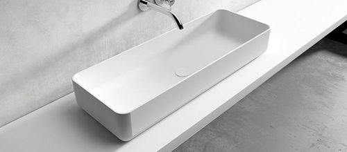 Lavabo da appoggio - ROMA - Kyrya Group - in ceramica / rettangolare / 1 foro