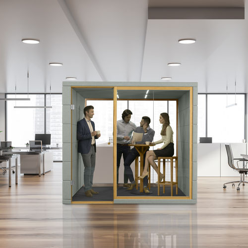 Ufficio POD acustico - MICROOFFICE QUADRIO II - SilentLab - con porta vetrata / modulabile / con illuminazione LED integrata