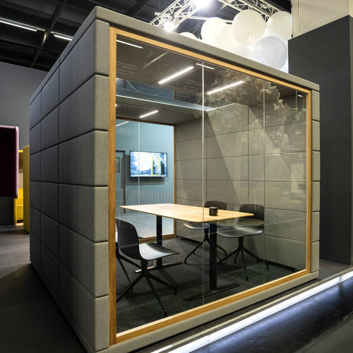Isola di privacy per ufficio acustica - MICROOFFICE QUADRIO III - SilentLab - vetrata / con porta vetrata / da 4 persone