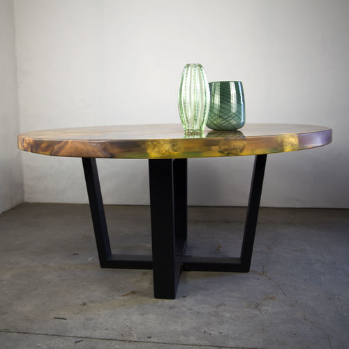 Tavolo contemporaneo - 220001 - Icewood - in legno / in resina / con supporto in metallo