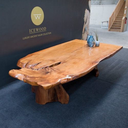 Tavolo contemporaneo - The Whale - Icewood - in legno / in resina / con supporto in legno