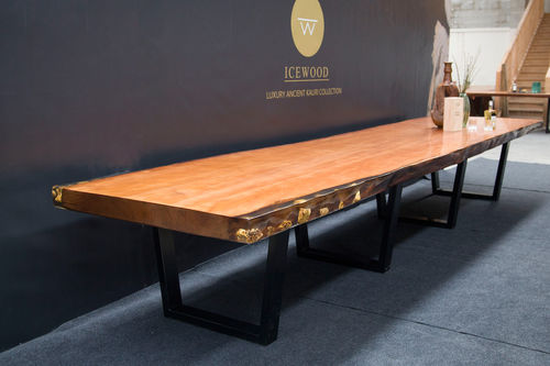 Tavolo da pranzo contemporaneo - Magic - Icewood - in legno / in resina / con supporto in metallo
