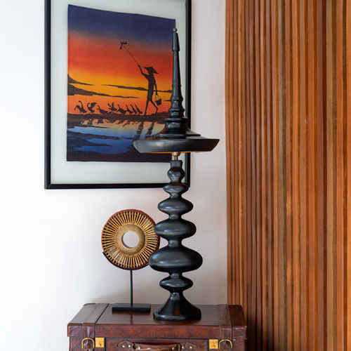 Lampada da tavolo - BURMA HITAM - Bambusa Bali - in teak / classica / con cavo