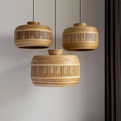 Lampada a sospensione - DESTROBO - Bambusa Bali - in legno / classica / con cavo