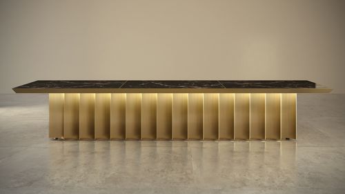 Tavolo da conferenza contemporaneo - GIOVANNOZZI MARMI S.R.L. - in marmo / con supporto in metallo / rettangolare