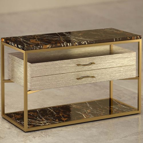 Comodino contemporaneo - GIOVANNOZZI MARMI S.R.L. - in legno / in marmo / con supporto in ottone